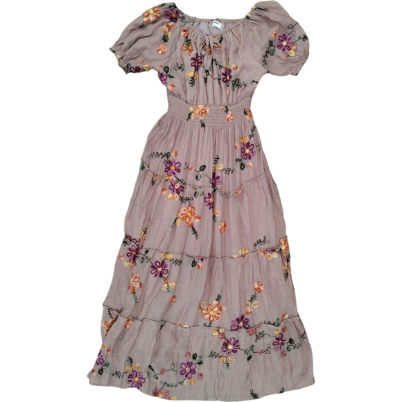 Anthropologie Kindred Plus Embroidered Flowers Maxi Dress - Picture 1 of 8